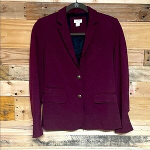 J. Crew size 0 Deep Burgundy School Boy Double Button Closure Fitted Blazer
